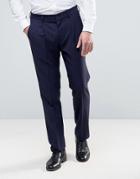 Asos Wedding Slim Suit Pant In Navy Crosshatch Texture In Navy - Navy