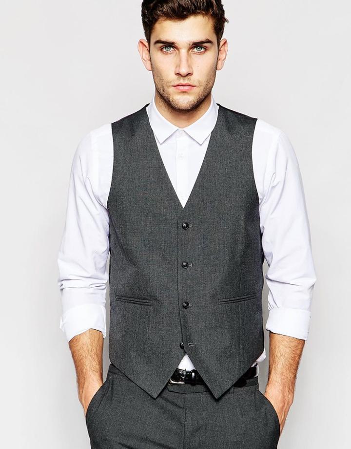 Asos Slim Vest - Charcoal