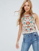 Pepe Jeans Rustic Floral Tank Top - Cream