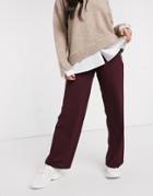 Asos Design Wide Leg Pants With Clean High Waist In Claret-red