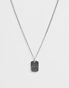 Seven London Cross Tag Necklace In Silver