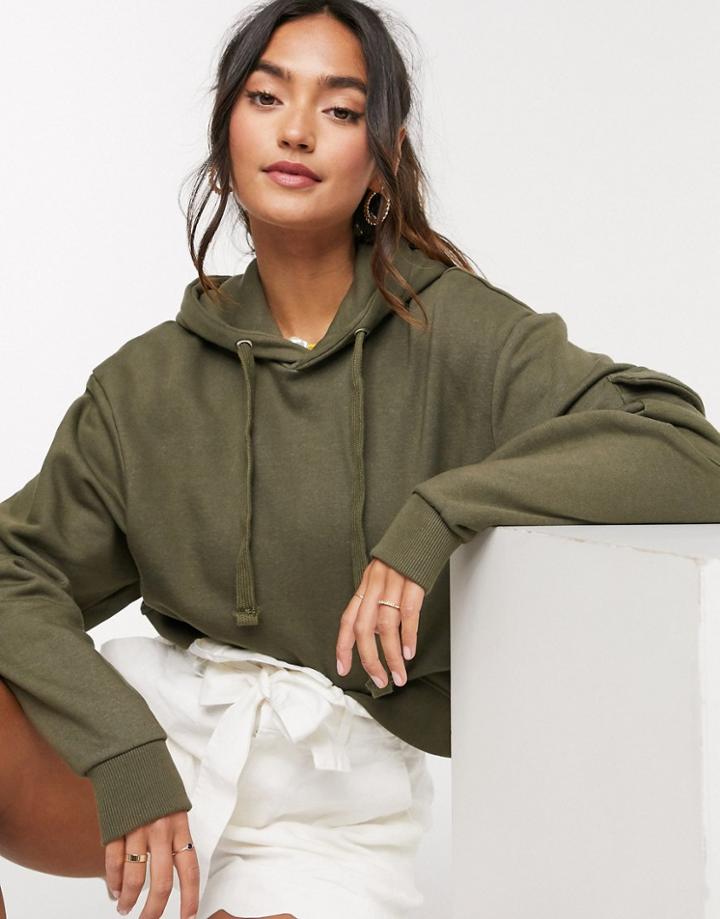 Threadbare Cropped Pocket Hoodie-green