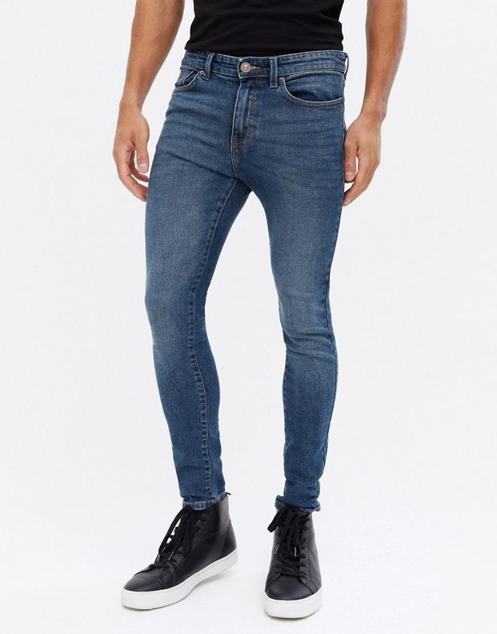 New Look Spray On Jeans In Mid Blue