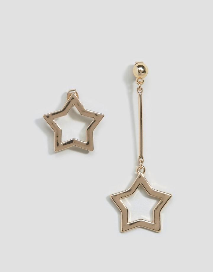 Monki Star Stud And Chain Earrings - Gold