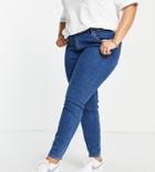 Asos Design Curve Ridley High Rise Skinny Fit Jeans In Mid Wash-blues