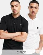 Soul Star 2 Pack Polo In Black & White-multi
