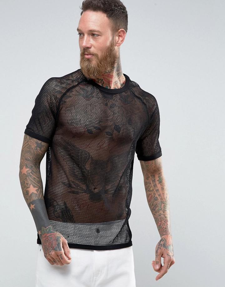 Weekday Liam Net T-shirt - Black
