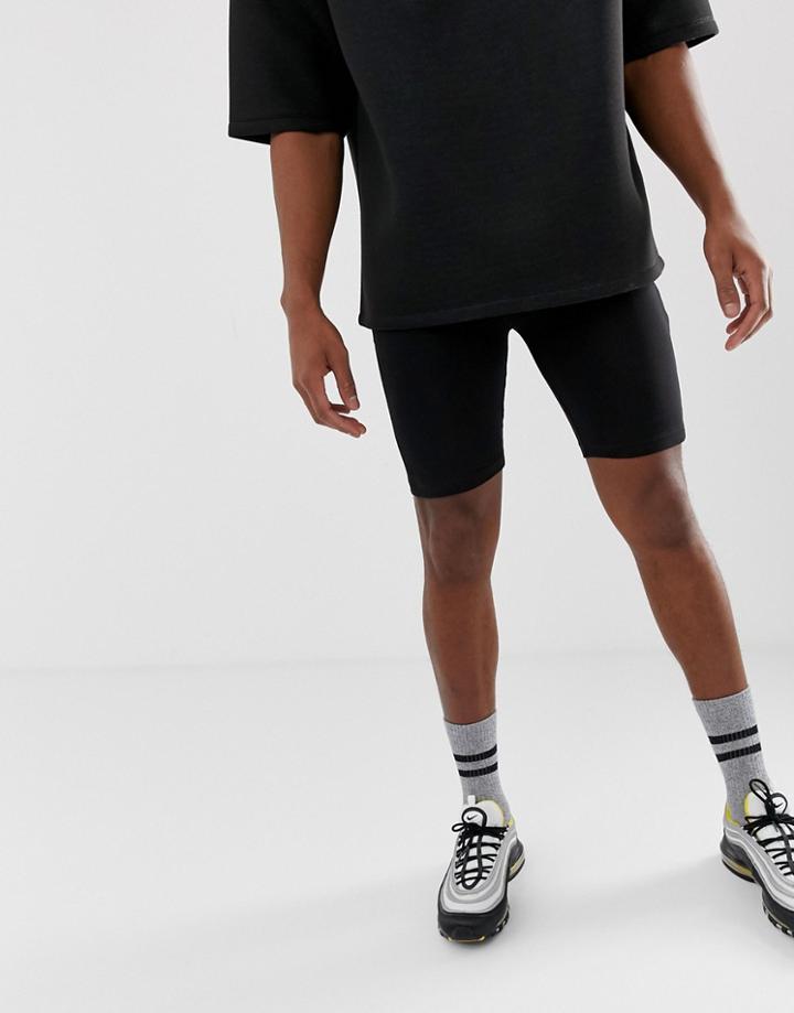 Asos Design Jersey Megging Shorts In Black - Black