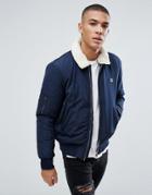 Le Breve Aviator Jacket With Fleece Collar - Navy