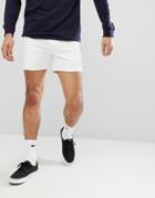 Asos Design Denim Shorts In Skinny White Shorter Length - White