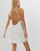 Asos Edition 3d Floral Backless Mini Dress - White