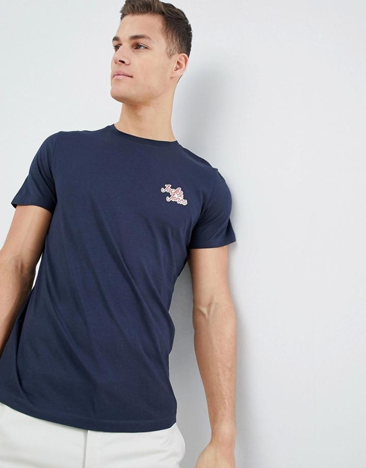 Jack & Jones Script Logo T-shirt - Navy