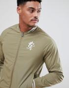 Gym King Muscle Track Jacket In Khaki - Green