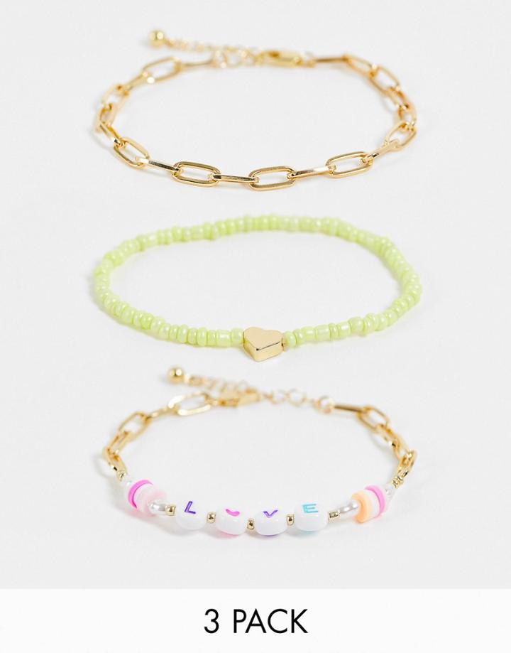 Pieces 3 Pack Beaded Bracelets In Multi
