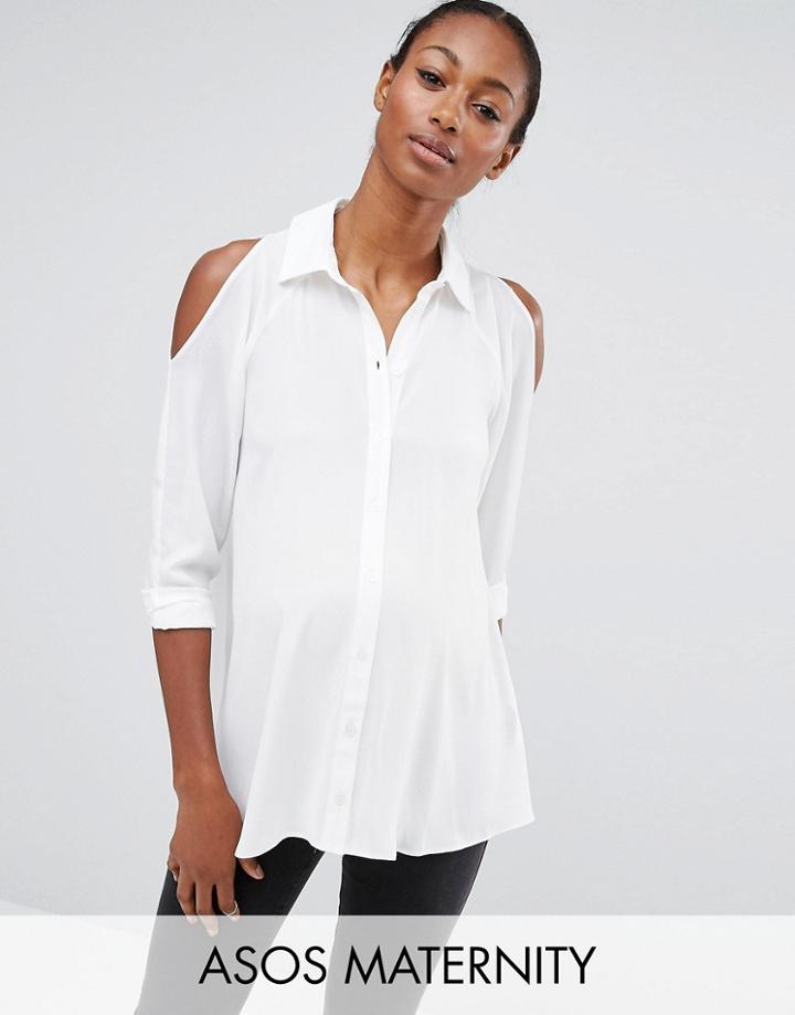 Asos Maternity Cold Shoulder Blouse - White