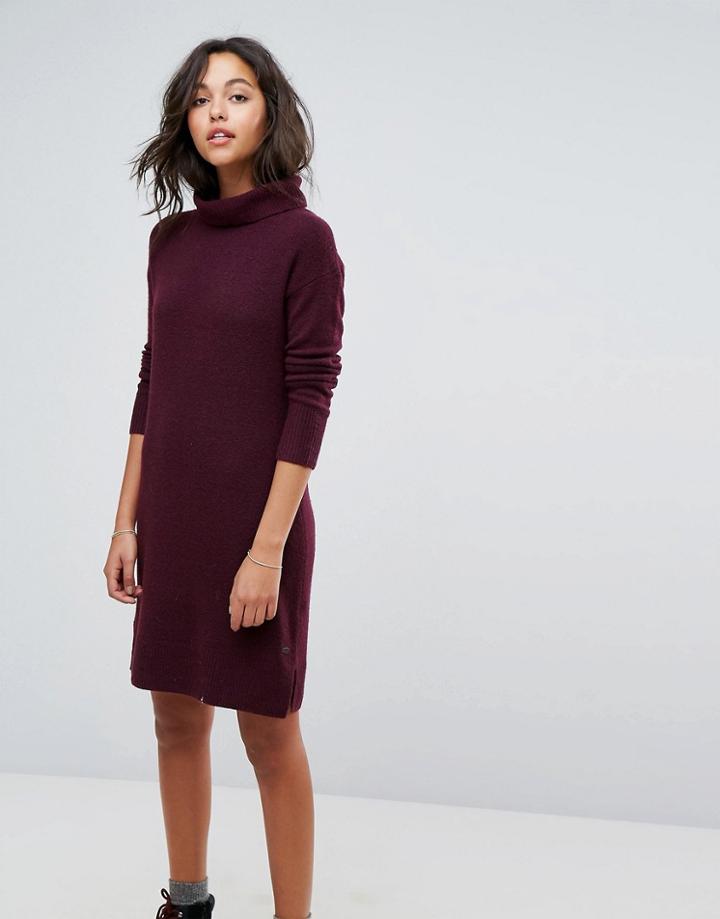 Esprit Roll Neck Knitted Midi Dress - Red