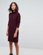 Esprit Roll Neck Knitted Midi Dress - Red