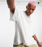 Asos Design Oversized Textured T-shirt In Ecru - Part Of A Set-white