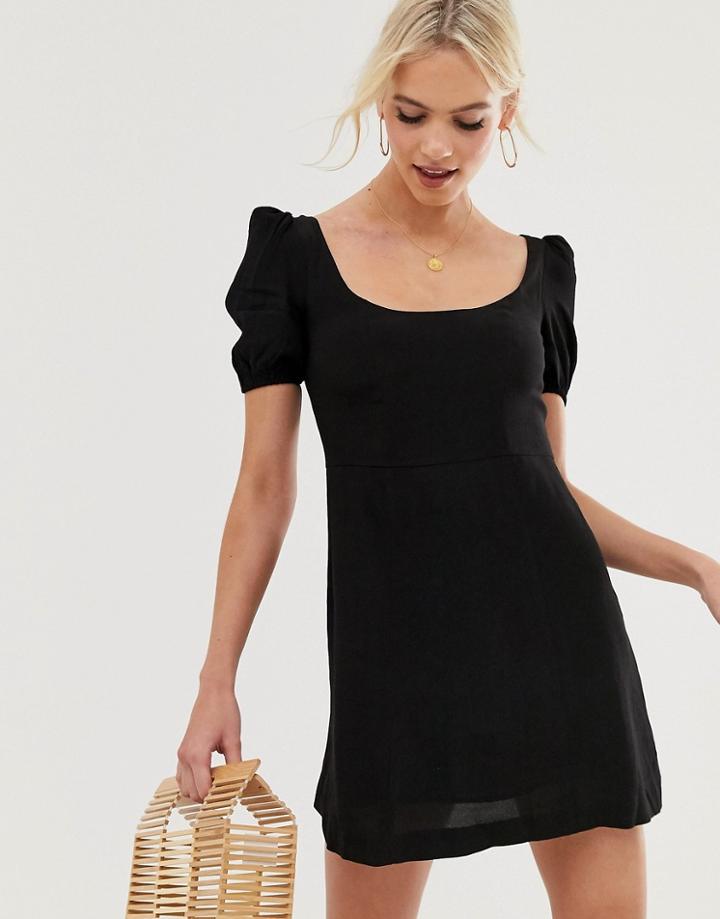 & Other Stories Mini Dress With Puff Sleeves In Black - Black