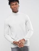 Asos Roll Neck Sweater In Merino Wool - Gray