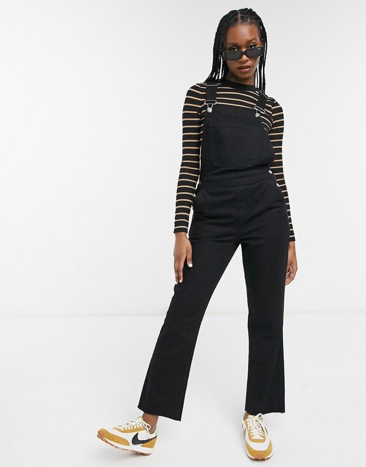 Asos Design Denim Stretch 'effortless' Kick Flare Overalls In Washed Black