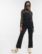 Asos Design Denim Stretch 'effortless' Kick Flare Overalls In Washed Black