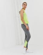 New Look Gym Leggings With Neon Detail In Gray - Gray