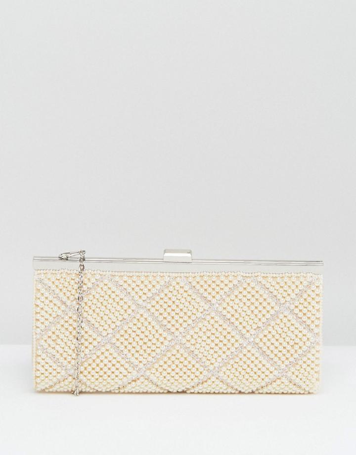 Claudia Canova Pearl Clutch Bag - Cream