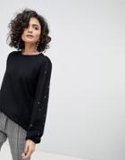 Mango Embellished Sleeve Sweatshirt Sweater - Black