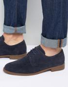 New Look Faux Suede Derby Shoes In Navy - Navy