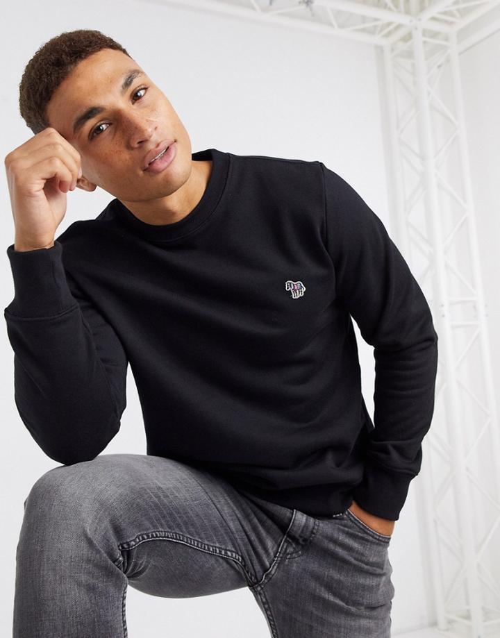 Ps Paul Smith Zebra Logo Crew Neck Sweat In Black