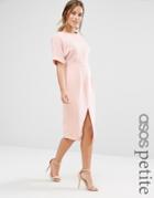 Asos Petite Wiggle Dress With Split Front - Pink