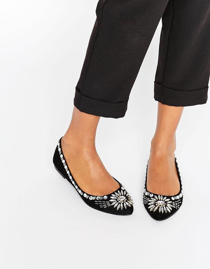 Oasis Embellished Ballet Pump - Black