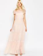 Needle & Thread Chiffon Lace Gown Maxi Dress - Ballet Pink