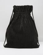 Weekday Pleat Detail Drawstring Backpack In Black - Black