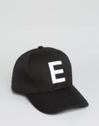 7x Baseball Cap With Letter E - Black