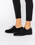 Miista Adelaide Lace Up Flat Shoes - Blue Metallic