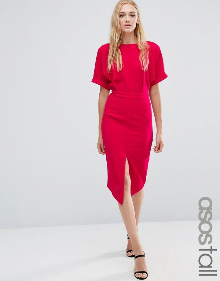 Asos Tall Wiggle Dress With Split Front - Pink
