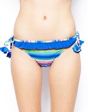 Marie Meili Sachiel Stripe Side Tie Bikini Bottoms - Beach Blue Stripe