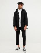 Emporio Armani Fleece Lined Duffle Coat In Black