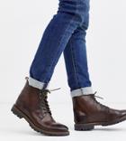 Base London Wide Fit Callahan Lace Up Boots In Dark Brown