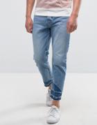 Kiomi Jeans With Raw Hem In Relaxed Fit - Blue