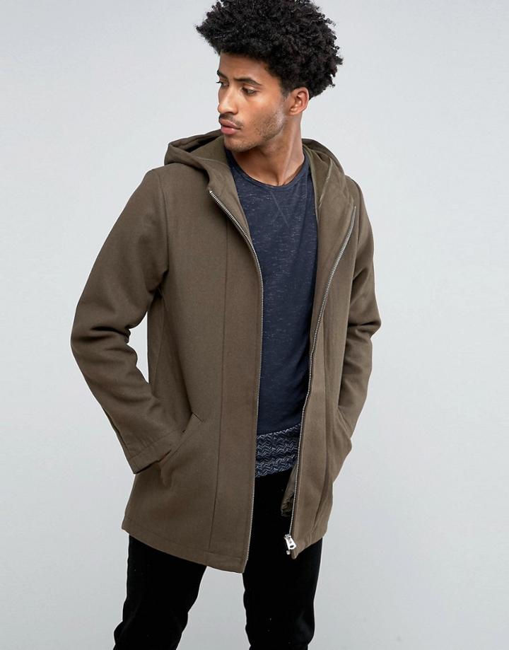 Bellfield Bonded Wool Mix Parka - Green
