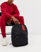 Asos Design Backpack In Black With Red Luggage Tag