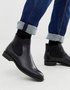 Selected Homme Leather Chelsea Boots In Black