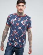 Pretty Green Kirby T-shirt All Over Print In Blue - Blue