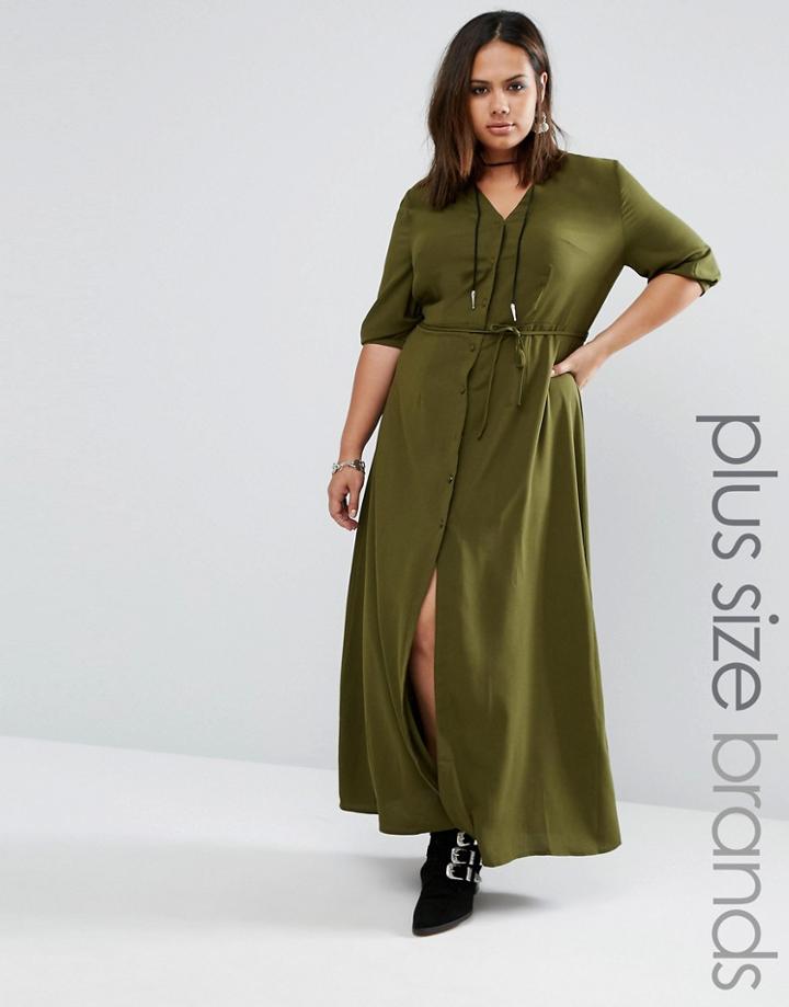 Alice & You Maxi Tea Dress With Tie Waist - Green