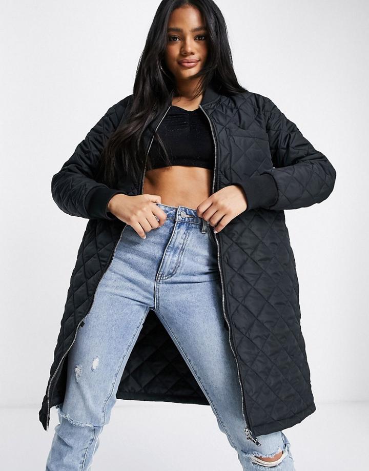 Brave Soul Orlando Diamond Quilted Coat-black