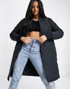 Brave Soul Orlando Diamond Quilted Coat-black