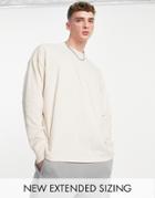 Asos Design Organic Blend Oversized Long Sleeve T-shirt In Beige-neutral